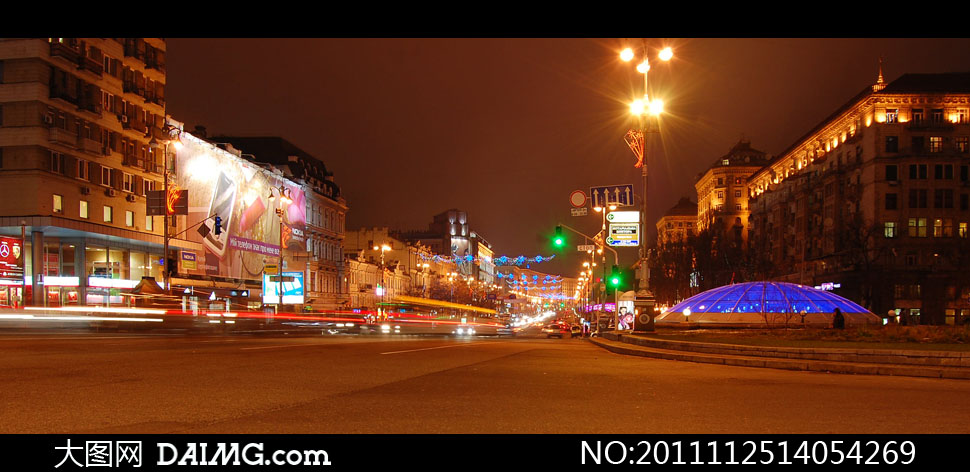 克列夏季克大街夜景高清摄影图片