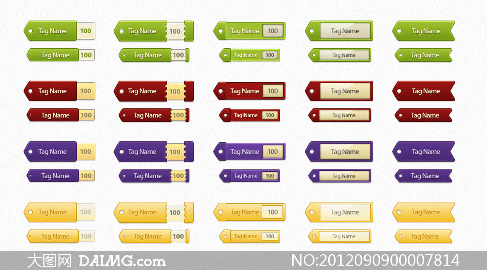 多彩网页TAG按钮设计PSD素材 - 大图网设计素